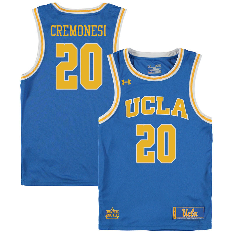 Men #20 Logan Cremonesi UCLA Burins College Basketball Jerseys Sale-Blue